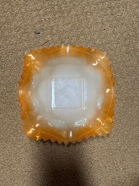 Fire King Milkglass Orange and White Iridescent Decorative Bowl